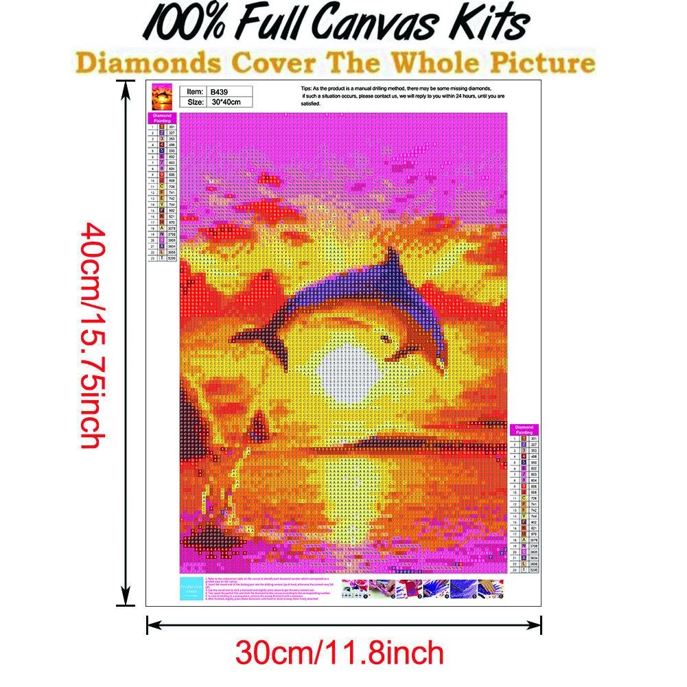 5D DIY Diamond Painting Kit - Full Round - jumping Dolphin D