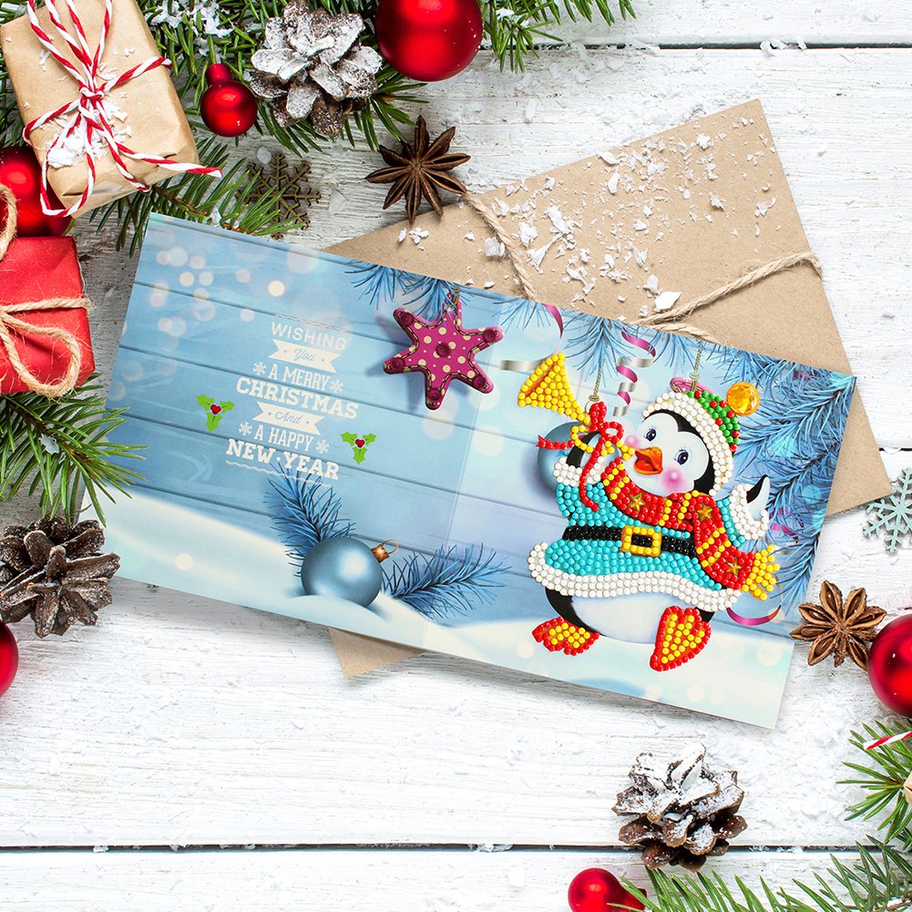 DIY Diamond Painting Greeting Card - Penguine