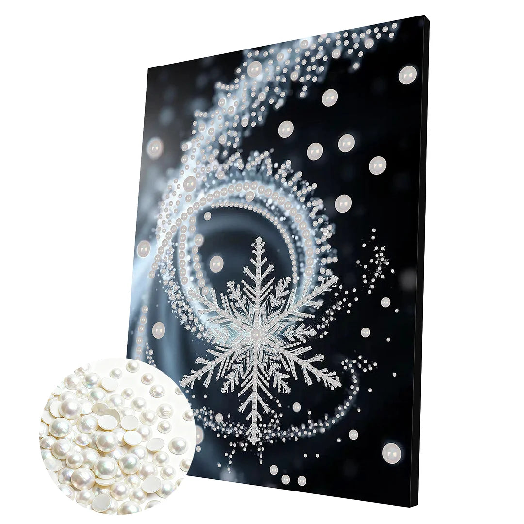 DIY Pearl Painting With Frame - Handmade Self-Adhesive Pearls - Snowflake (30*40cm) A