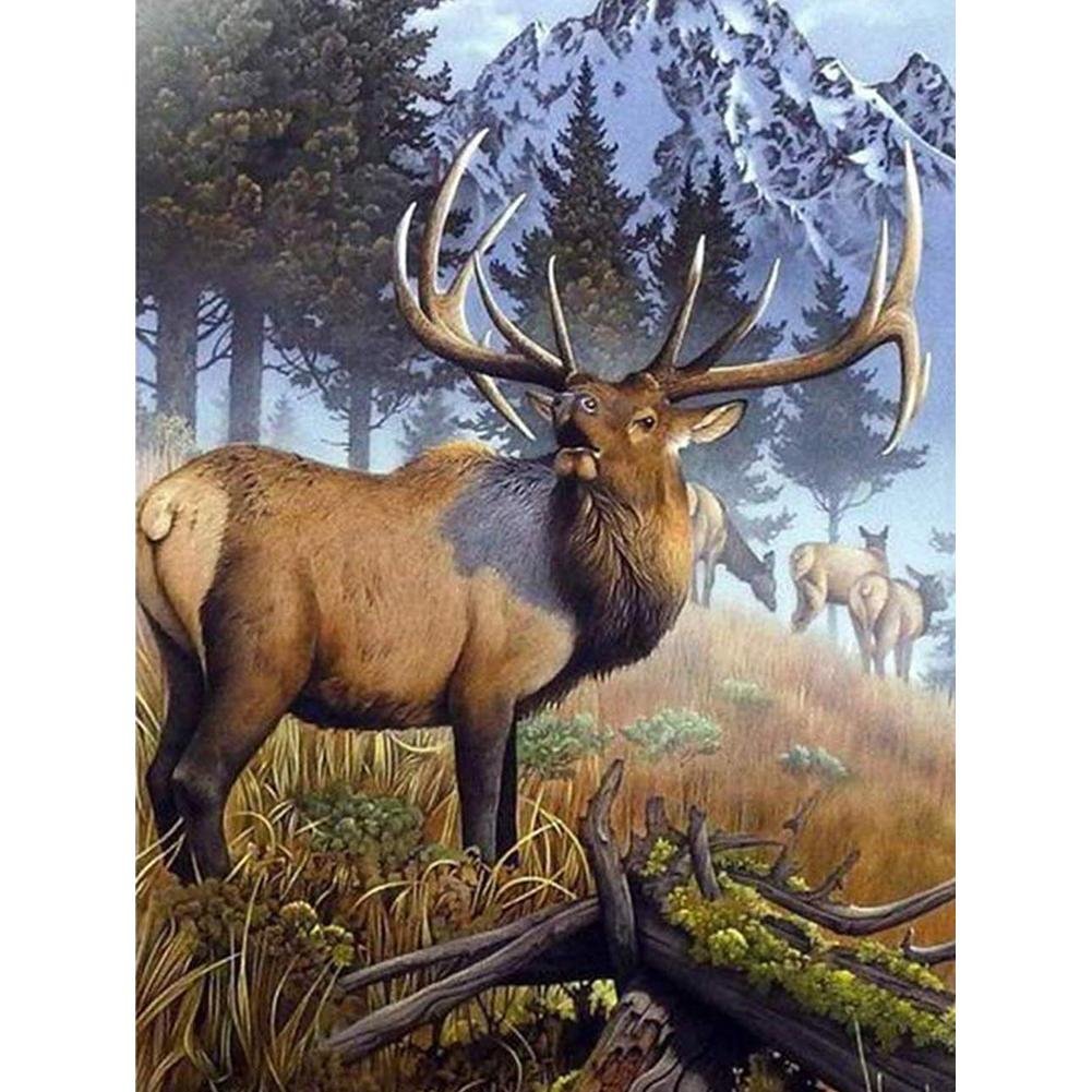 5D Diy Diamond Painting Kit Full Round Beads Logy Elk