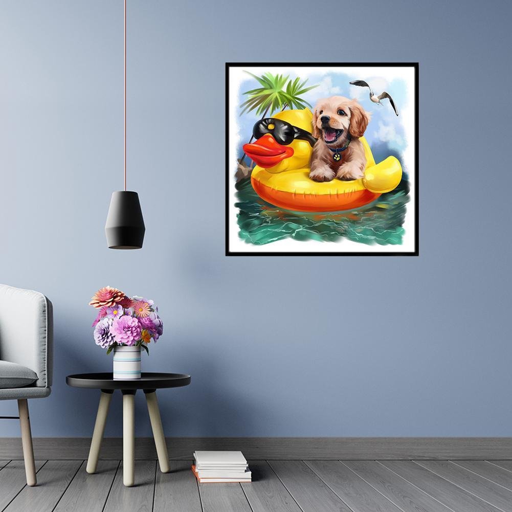 Diamond Painting - Full Round - Swimming Dog 1