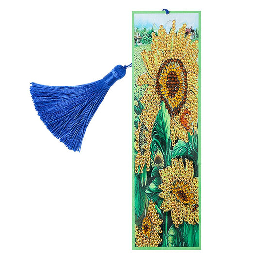 Diamond Painting Sunflower Bookmark Tassel Leather Page Marker