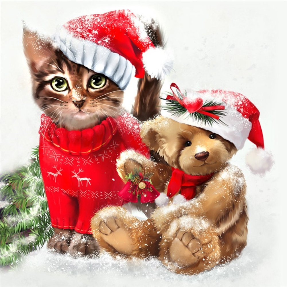 Diamond Painting - Full Round - Christmas Cat