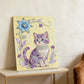 DIY Pearl Painting With Frame - Handmade Self-Adhesive Pearls - Flower Cat (30*40cm) B