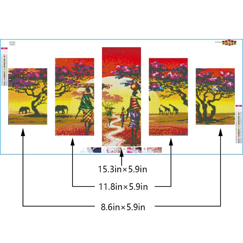 African Scenery Full Round Beads Art