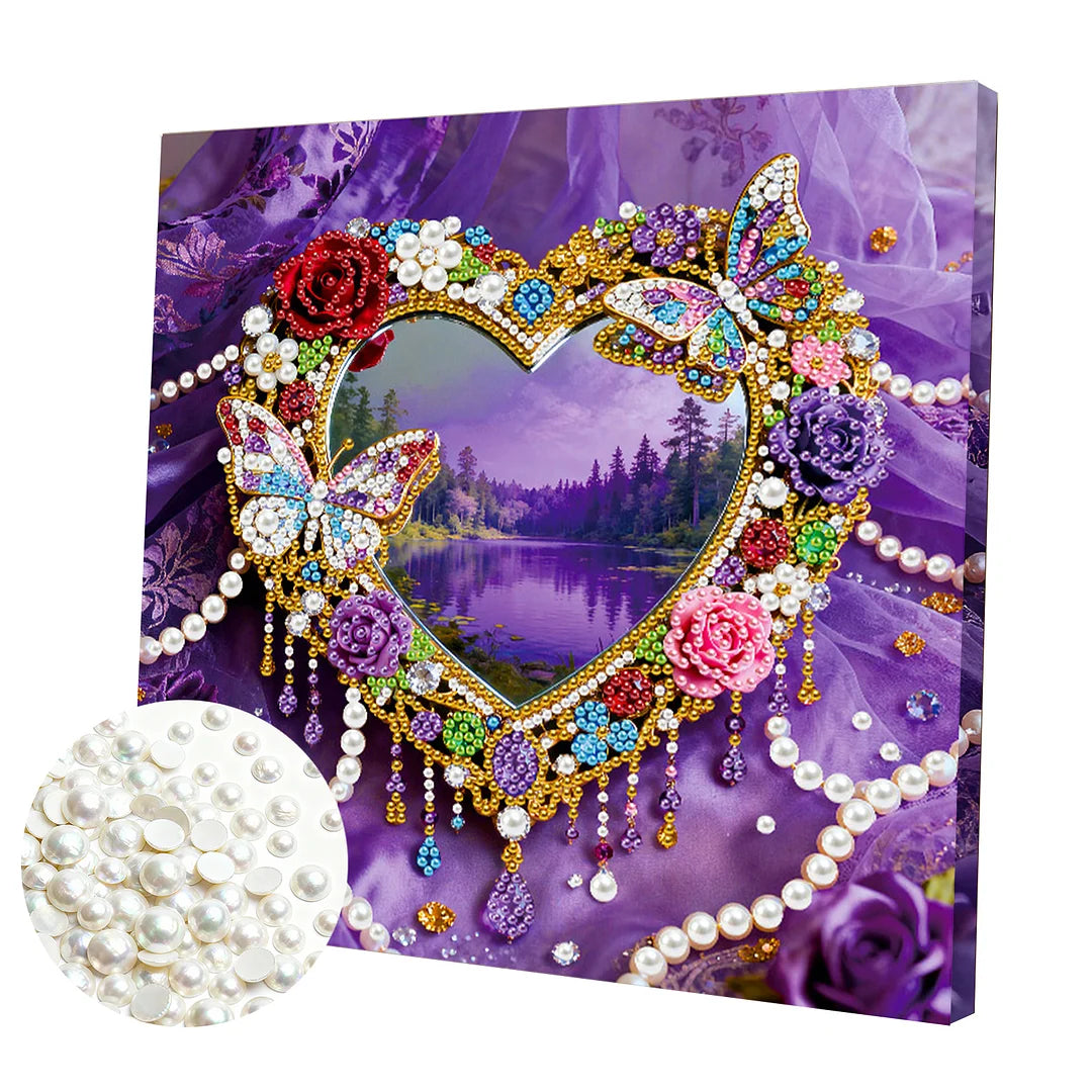 DIY Pearl Painting With Frame - Handmade Self-Adhesive Pearls - Heart (25*25cm)
