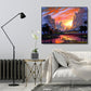 Mountain Sunset Hand Painted Canvas Oil Art Picture Craft Home Wall Decor