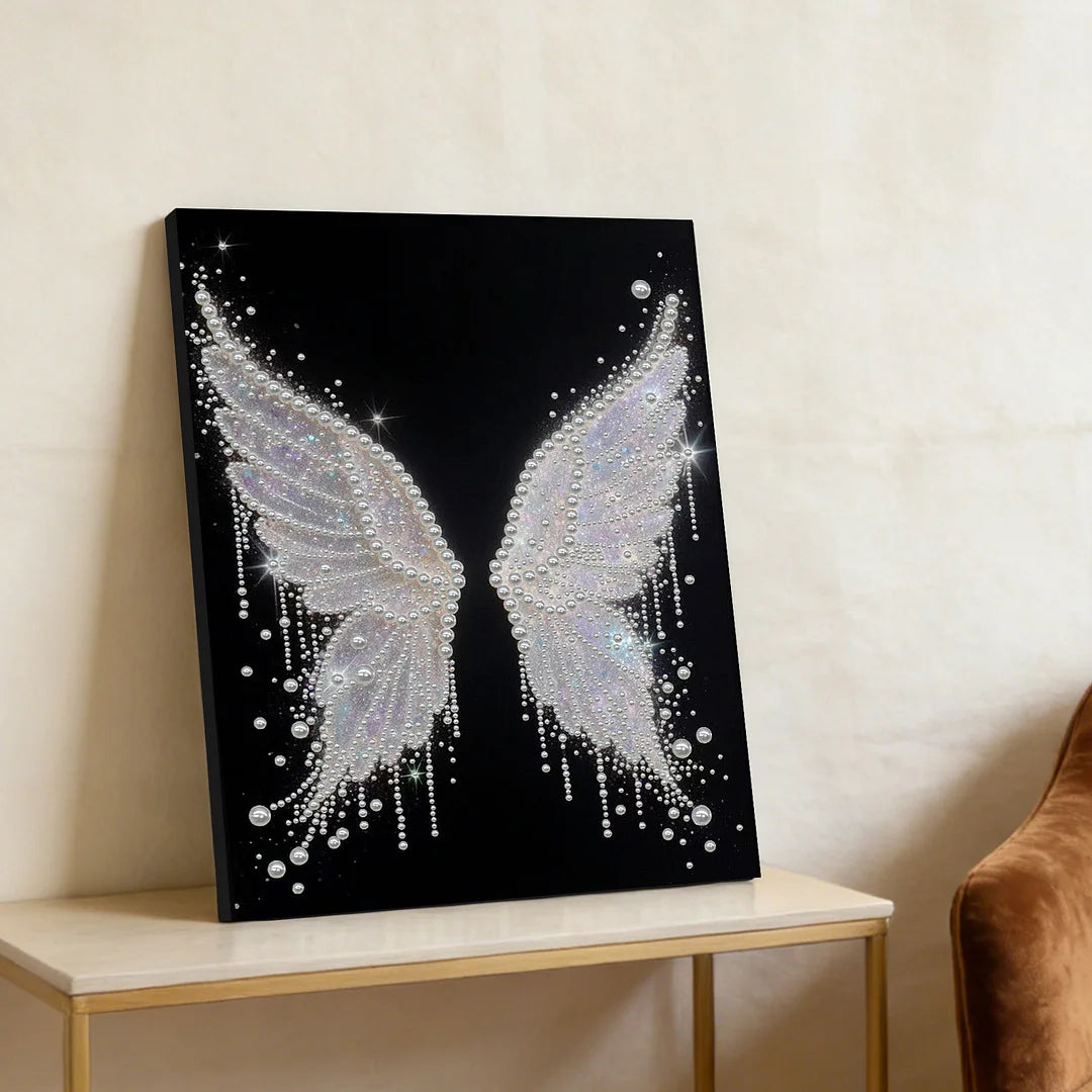 DIY Pearl Painting With Frame - Handmade Self-Adhesive Pearls - Wing (30*40cm)