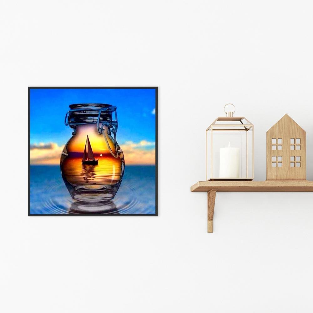 Diamond Painting - Full Round - Bottle Ship Scene