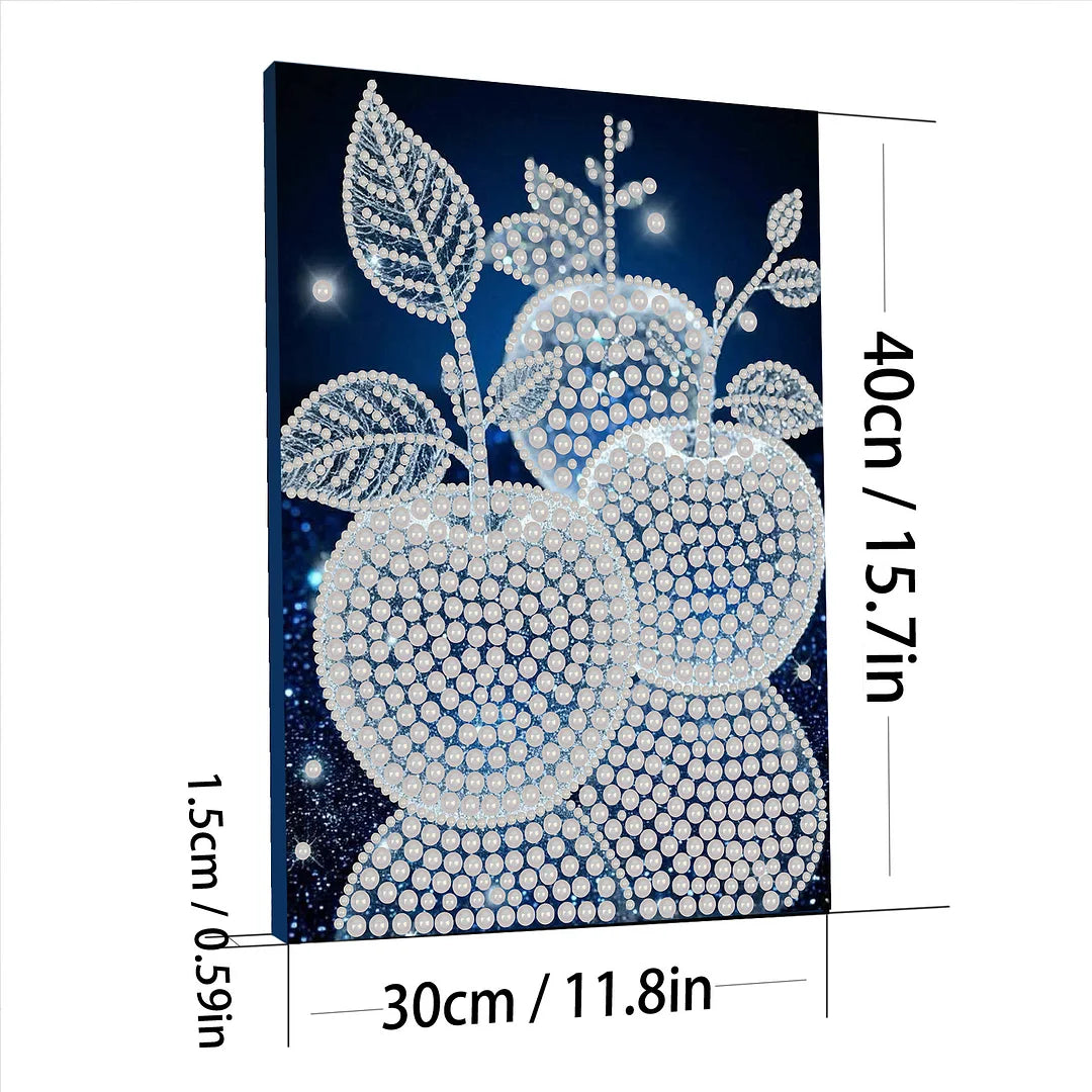 DIY Pearl Painting With Frame - Handmade Self-Adhesive Pearls - Apple (30*40cm)