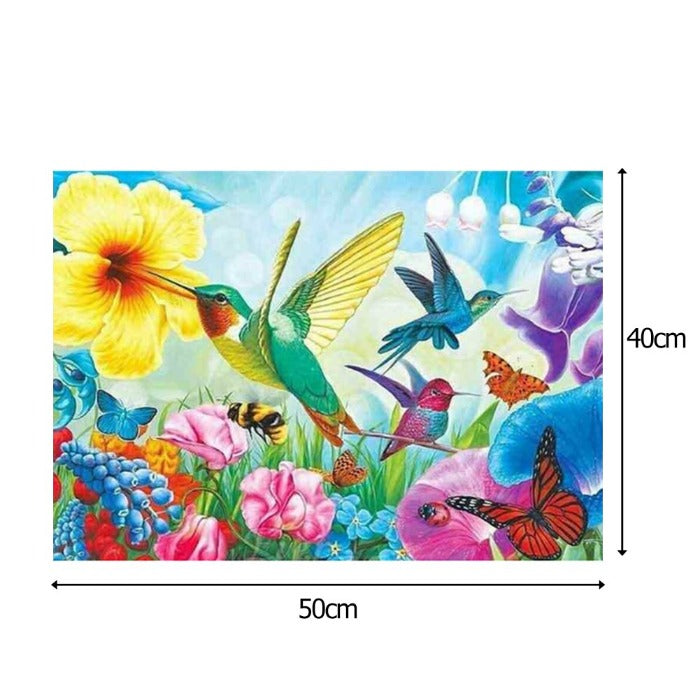 Paint By Number Oil Painting Birds Pollinating Flowers (40*50cm)
