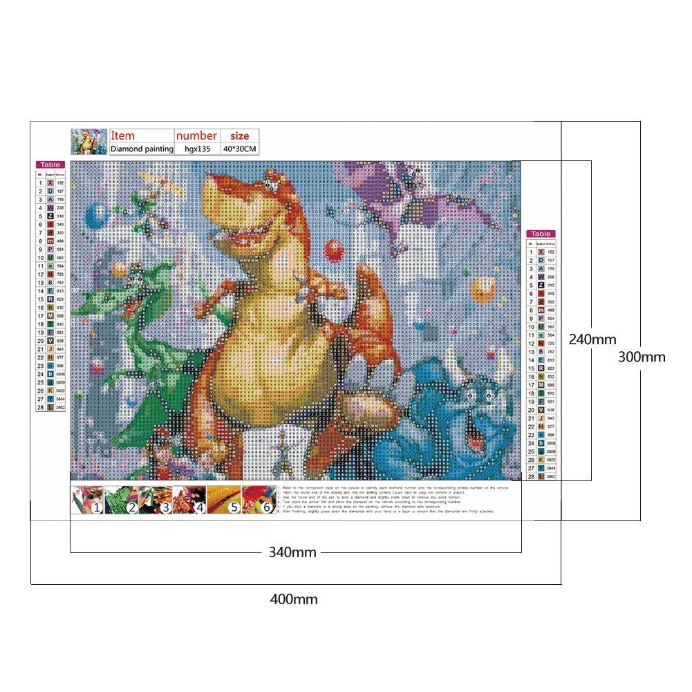 Diamond Painting - Full Round - Cartoon Dinosaur B