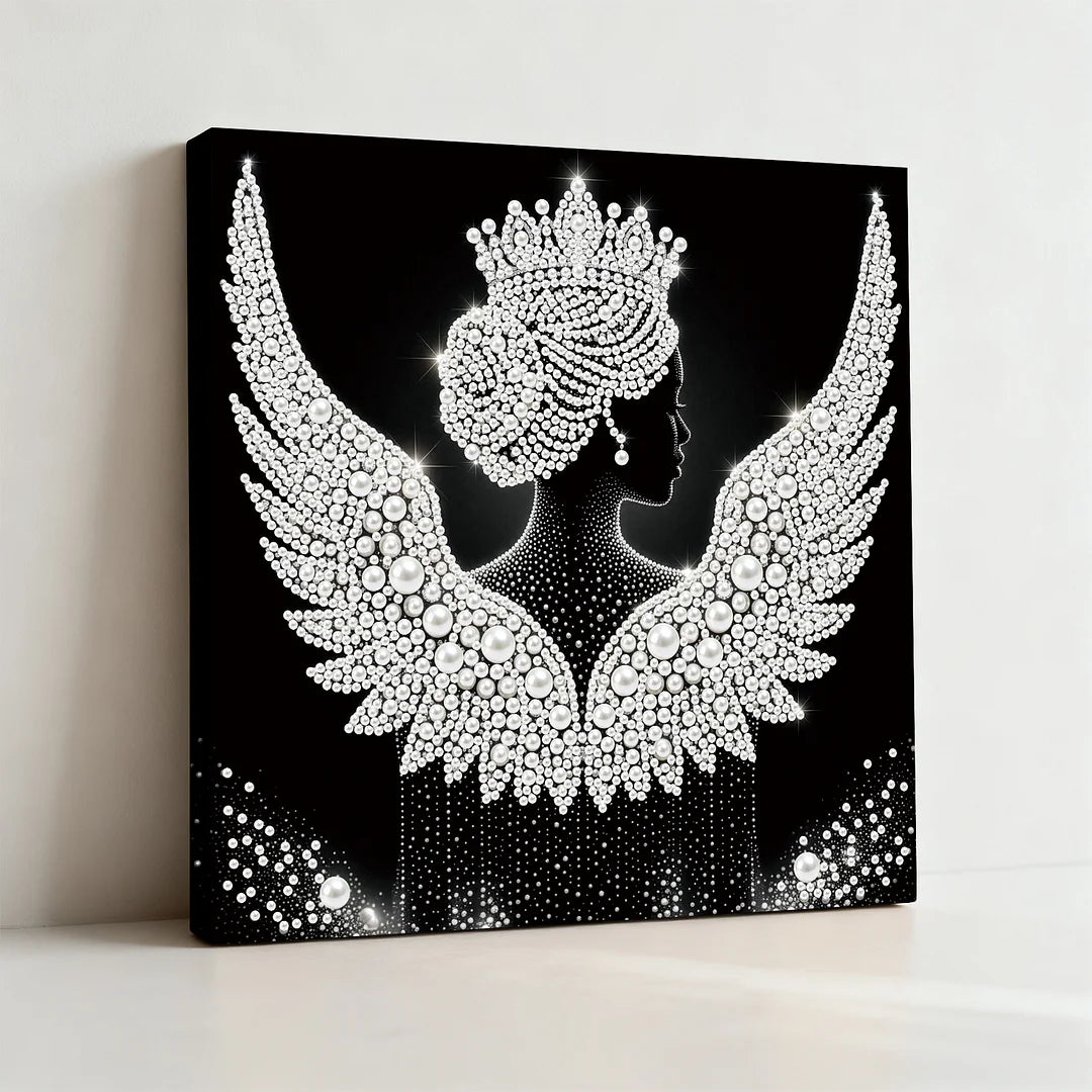 DIY Pearl Painting With Frame - Handmade Self-Adhesive Pearls - Angel Girl (25*25cm)