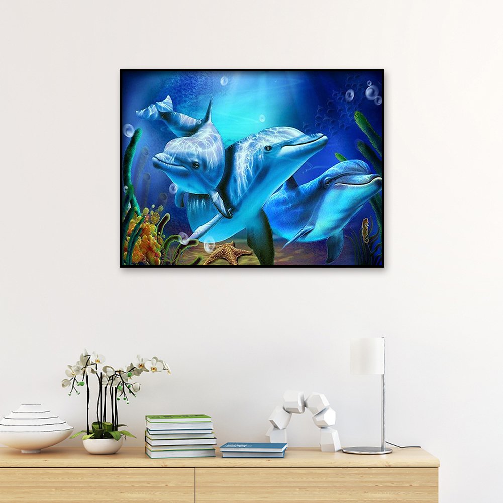5D DIY Diamond Painting Kit - Full Round - Dolphin D