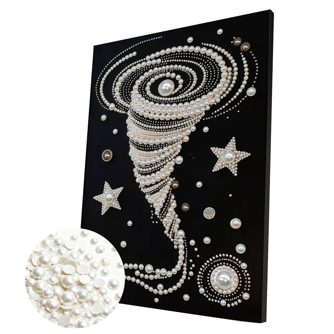 DIY Pearl Painting With Frame - Handmade Self-Adhesive Pearls - Swirl (30*40cm)