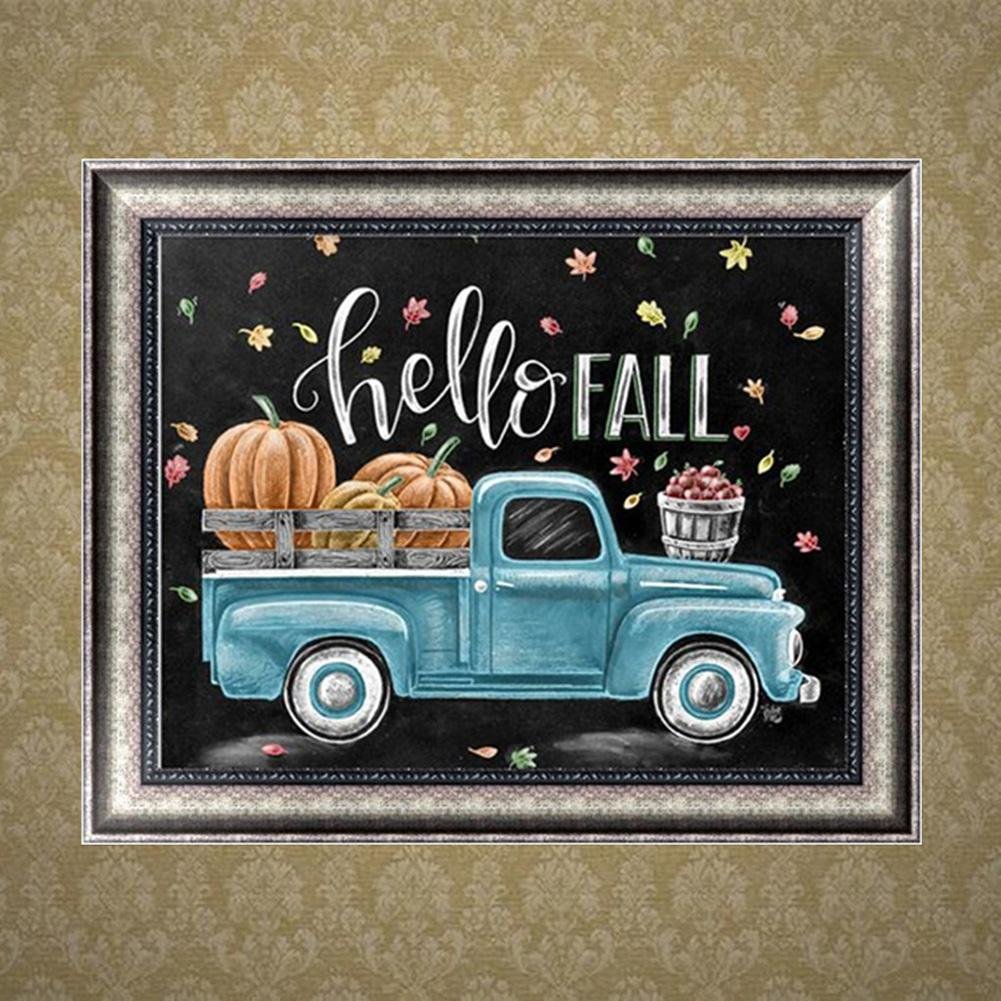 Diamond Painting - Full Round - Blue Car Blackboard