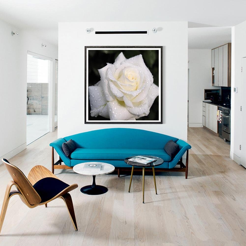 Diamond Painting - Partial Round - White Rose 1
