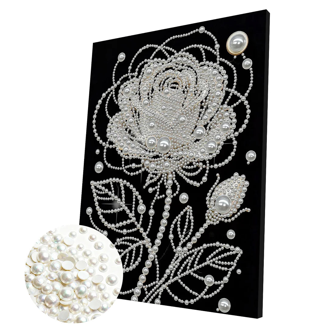 DIY Pearl Painting With Frame - Handmade Self-Adhesive Pearls - Roses (30*40cm)