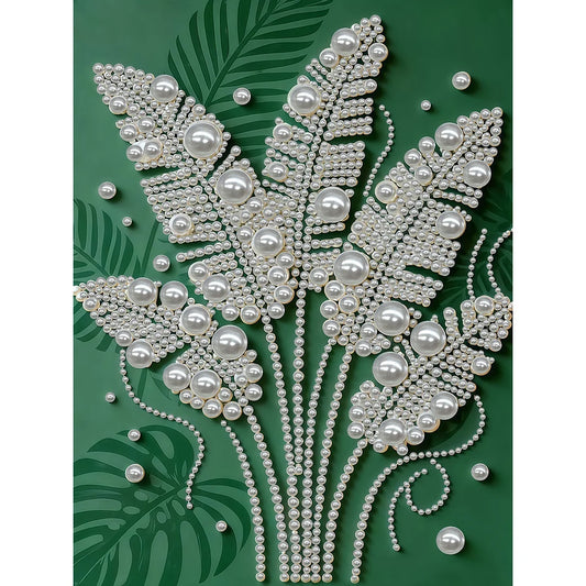 DIY Pearl Painting With Frame - Handmade Self-Adhesive Pearls - Green Plants (30*40cm)