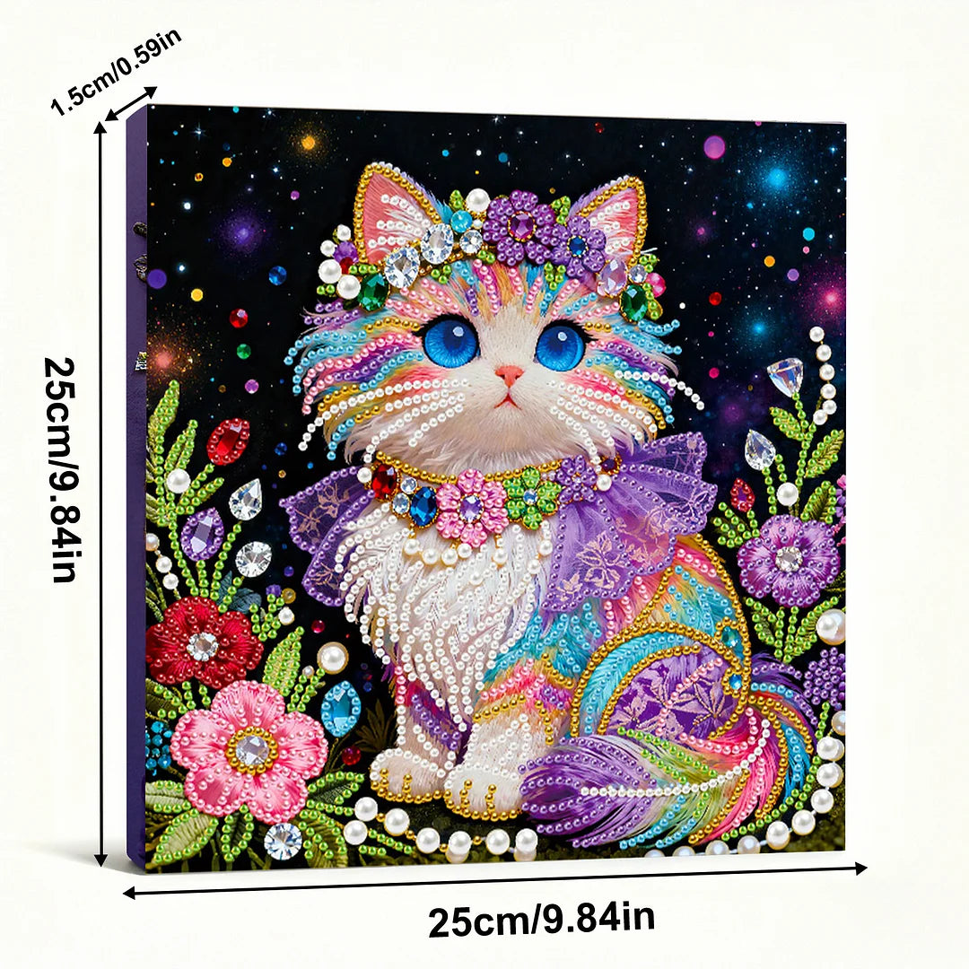 DIY Pearl Painting With Frame - Handmade Self-Adhesive Pearls - Cat (25*25cm) C