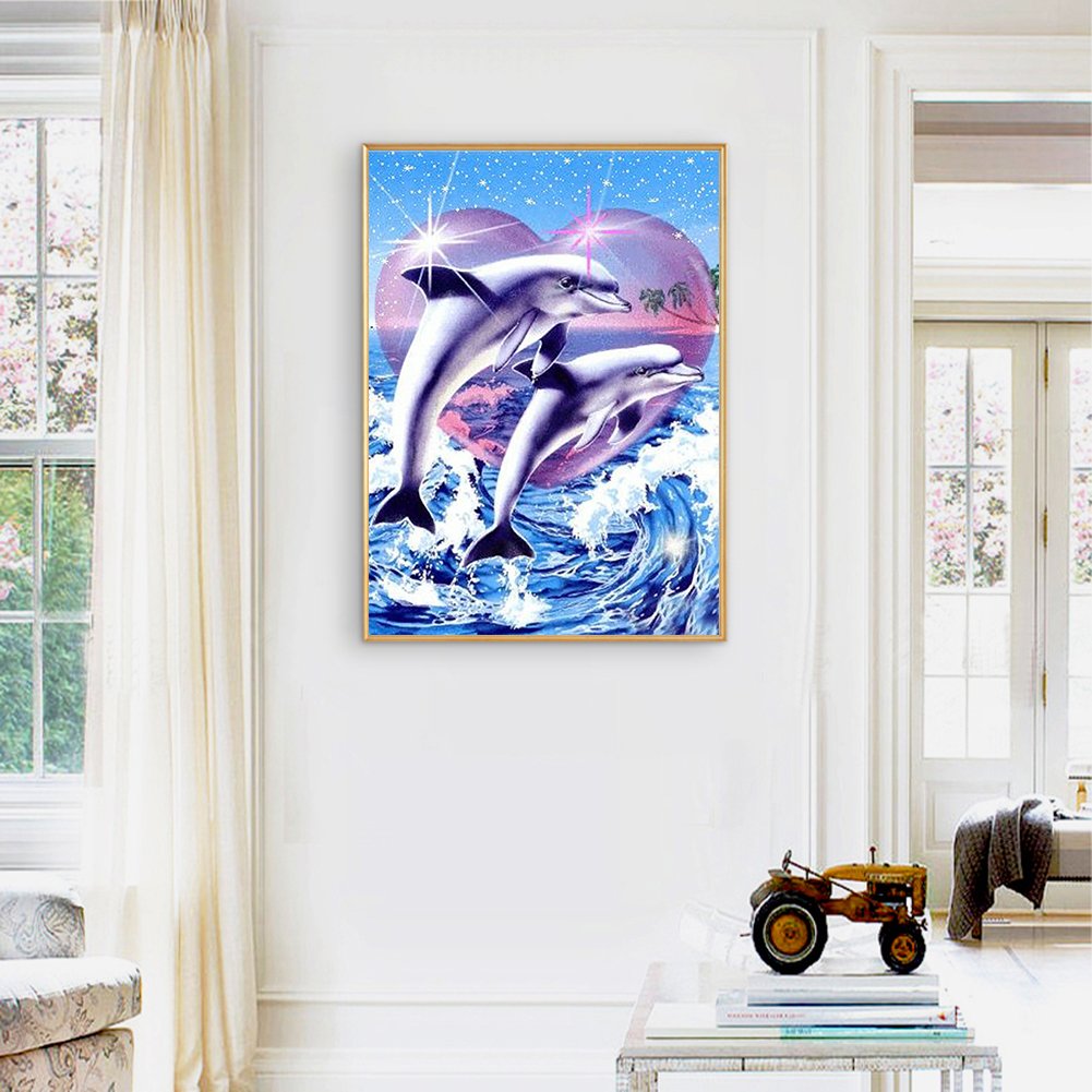 5D DIY Diamond Painting Kit - Full Round - Jumping Dolphin B