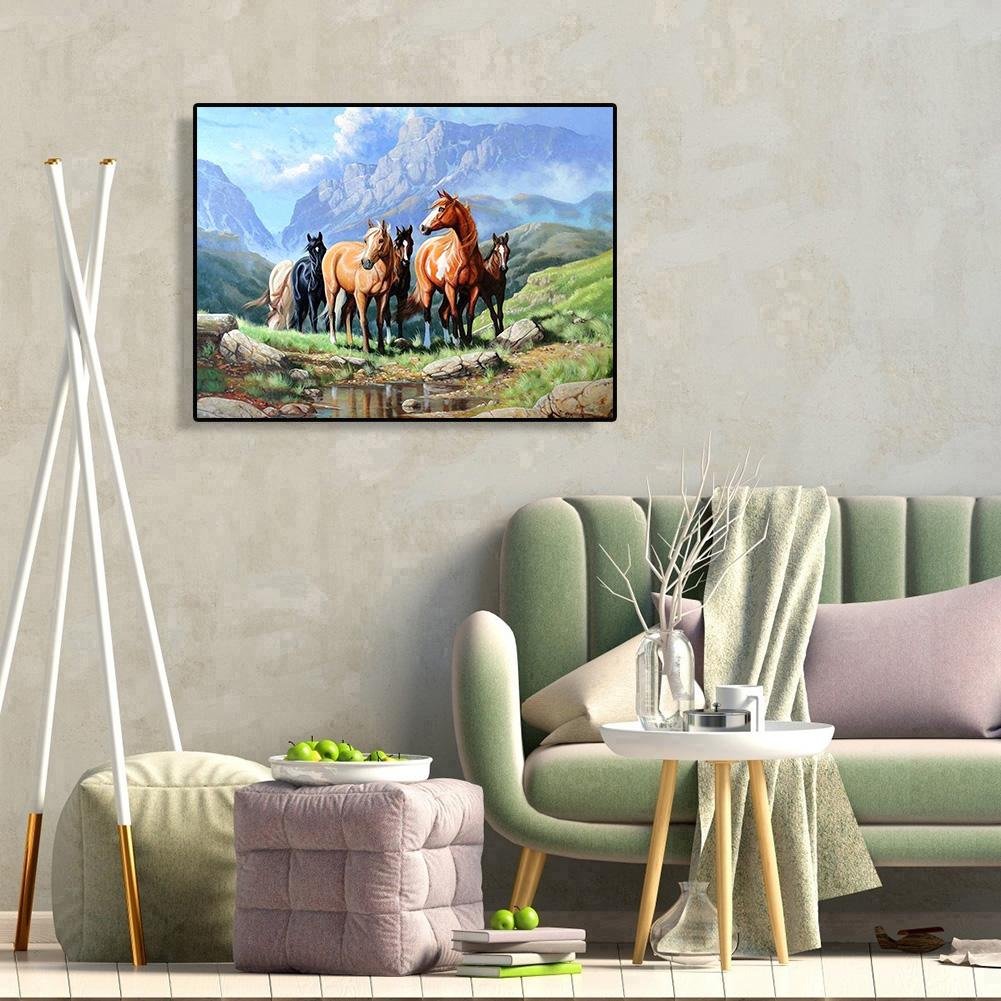 Diamond Painting - Full Round - Horses D