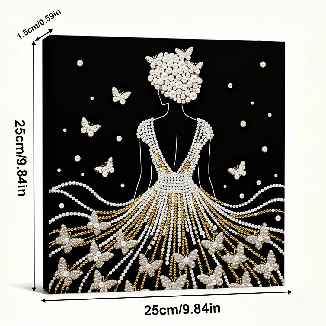 DIY Pearl Painting With Frame - Handmade Self-Adhesive Pearls - Girl (25*25cm)