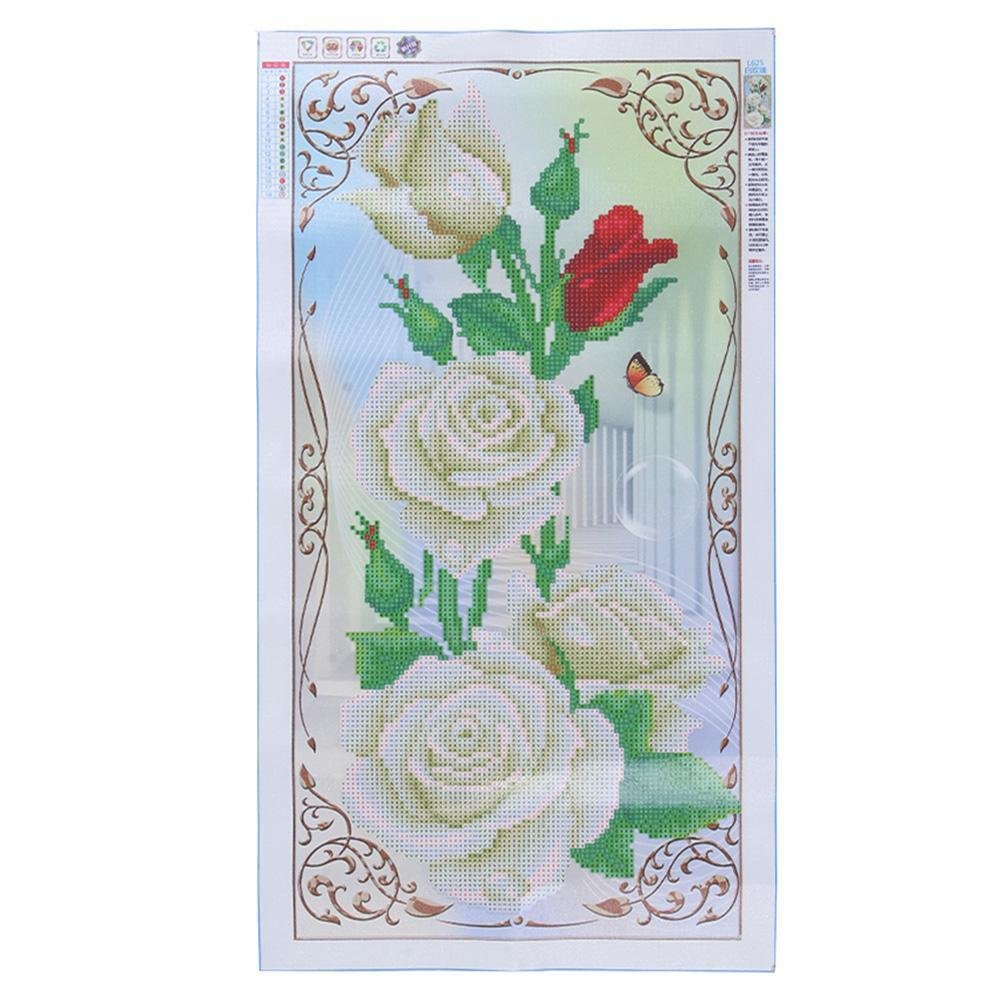 Diamond Painting - Partial Round - White Rose 2