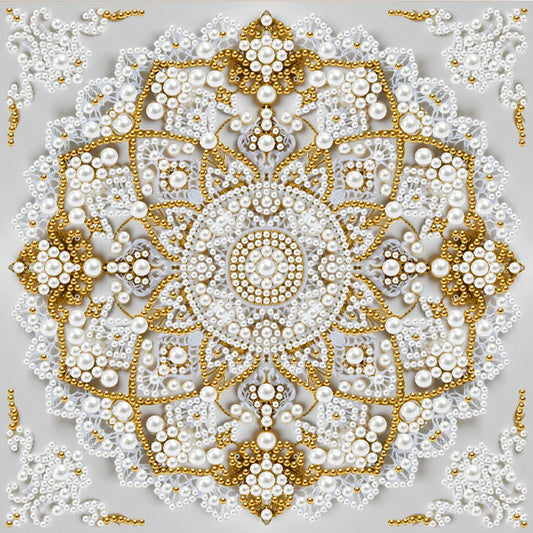 DIY Pearl Painting With Frame - Handmade Self-Adhesive Pearls - Mandala (25*25cm) C