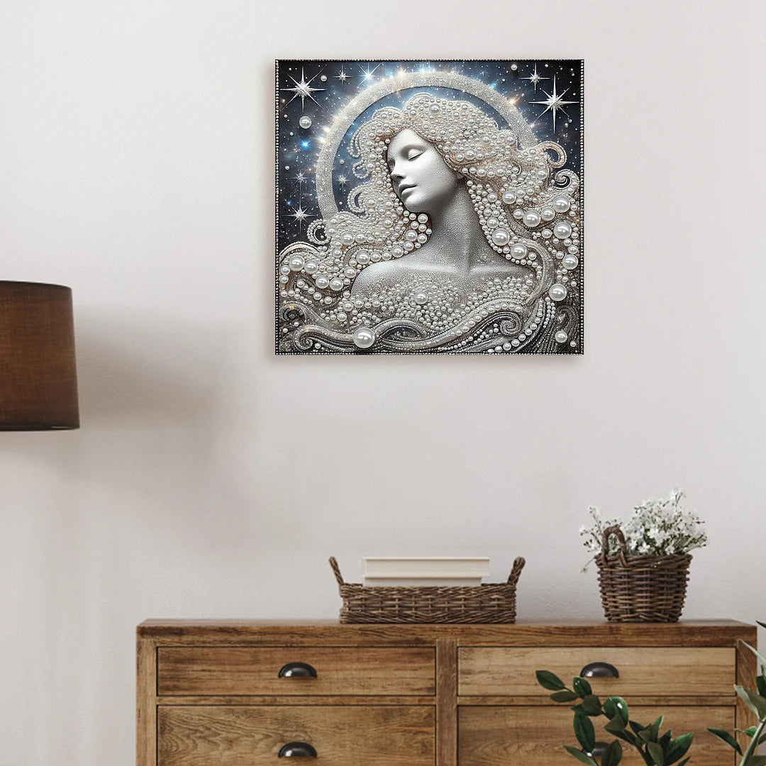 DIY Pearl Painting With Frame - Handmade Self-Adhesive Pearls - Goddess (30*30cm)