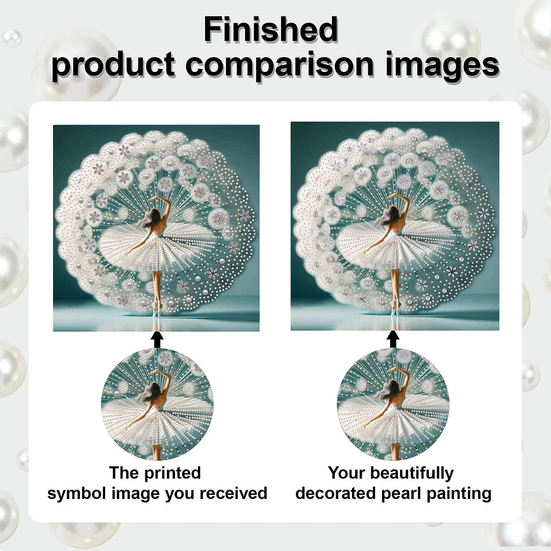 DIY Pearl Painting With Frame - Handmade Self-Adhesive Pearls - White Woman (30*30cm)
