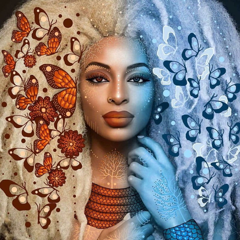 African Exotic Woman Beauty Full Round Diamond Painting