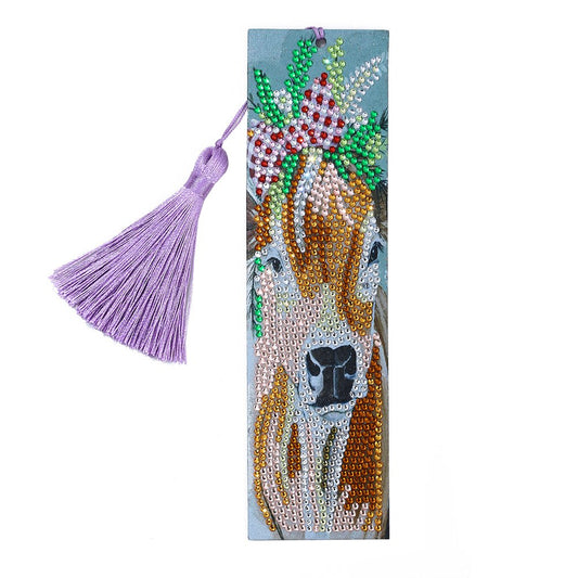 DIY Cattle Rhinestone Diamond Painting Leather Bookmarks Leather Craft