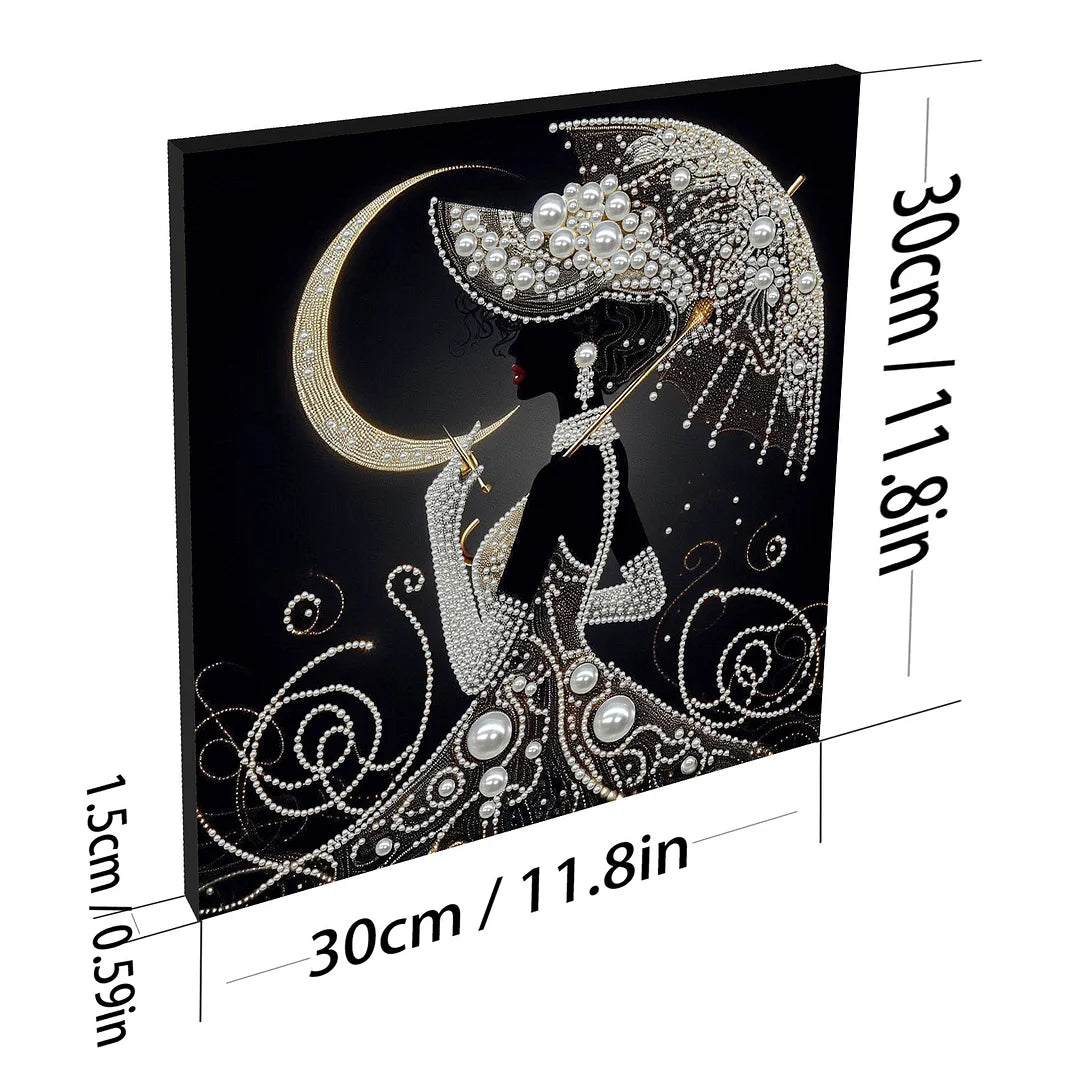 DIY Pearl Painting With Frame - Handmade Self-Adhesive Pearls - Lady (30*30cm) M
