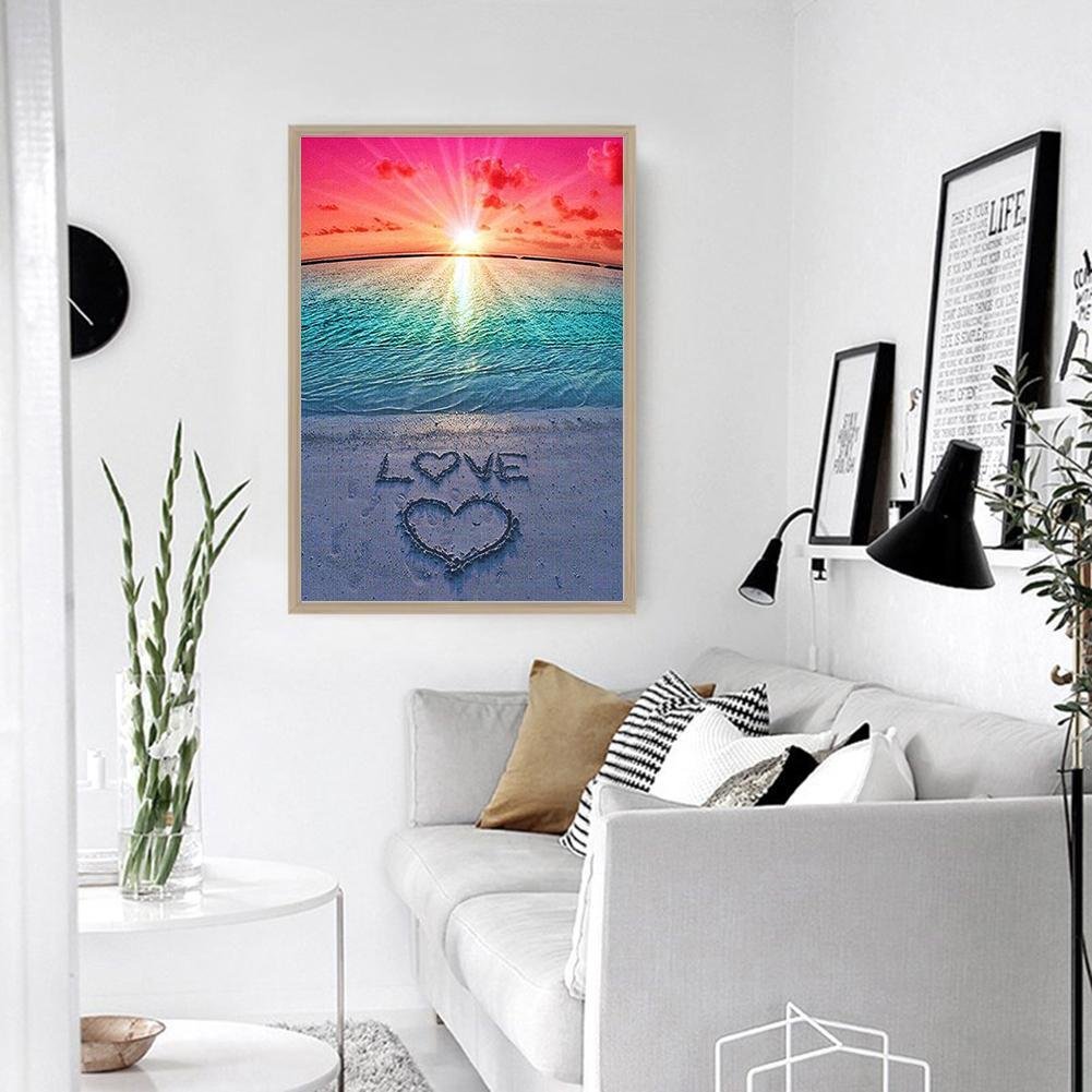 Diamond Painting - Full Round - Love Heart Beach
