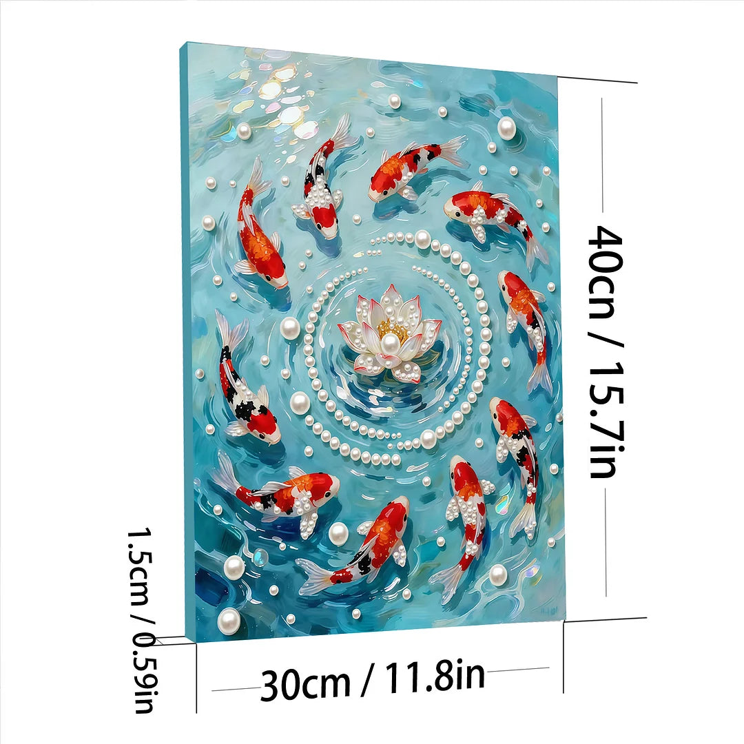 DIY Pearl Painting With Frame - Handmade Self-Adhesive Pearls - goldfish (30*40cm)