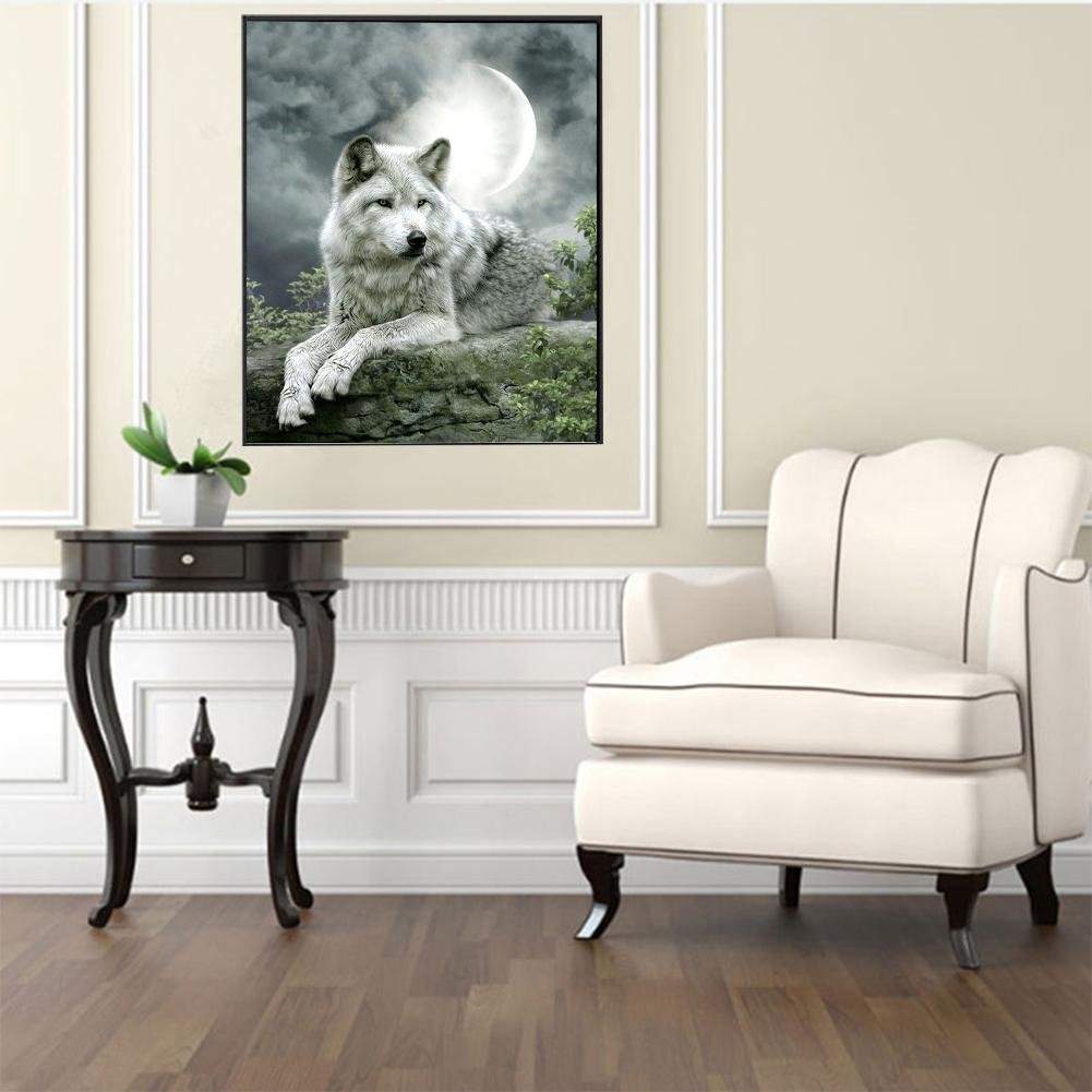 Diamond Painting - Partial Round - Moonlight Wolf