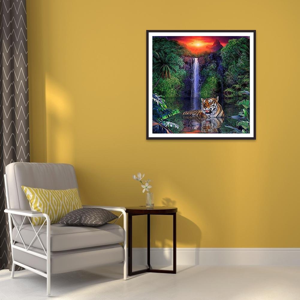 Diamond Painting - Full Round - Waterfall and Tiger