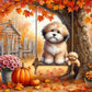 Diamond Painting - Full Round / Square - Autumn Dog On The Swing