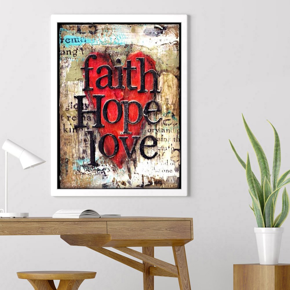 Diamond Painting - Full Round -Faith Hope Love