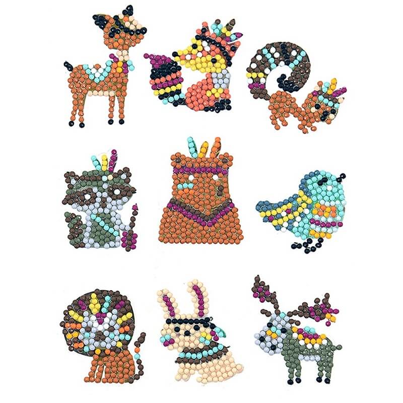 9pcs animals round drill diamond painting stickers kit