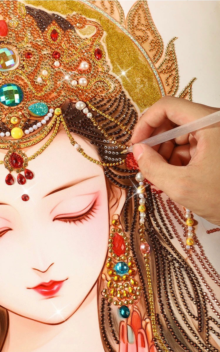 AB Drill Luxurious Polyester Cloth Diamond Painting Kits
 - Crystal Rhinestone - Buddhism Canvas Size 50*75cm