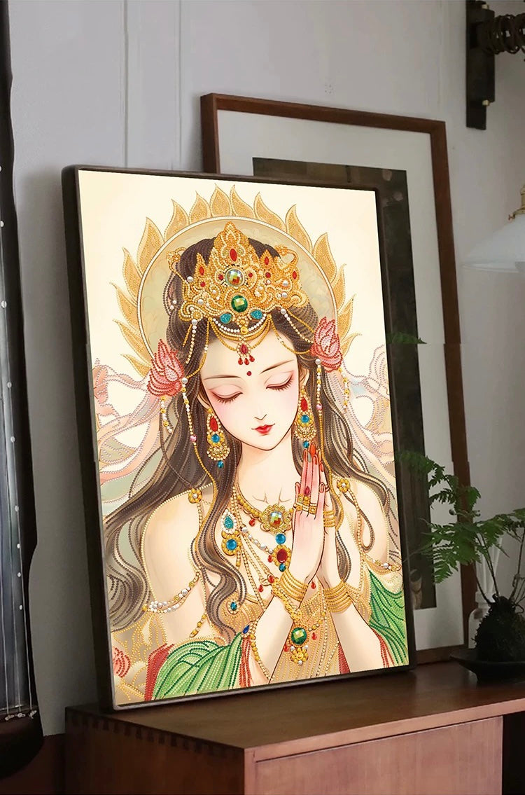 AB Drill Luxurious Polyester Cloth Diamond Painting Kits
 - Crystal Rhinestone - Buddhism Canvas Size 50*75cm