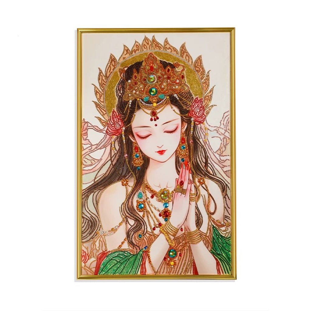 AB Drill Luxurious Polyester Cloth Diamond Painting Kits
 - Crystal Rhinestone - Buddhism Canvas Size 50*75cm