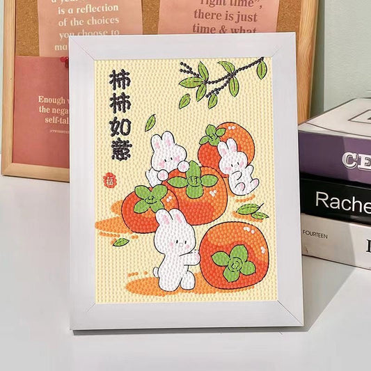 Rabbits and Tomatos Diamond Painting Kit For Kids With/ Without Frame