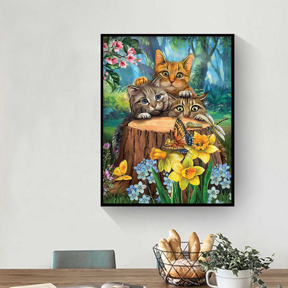 5D DIY Diamond Painting Kit - Full Round - Three Cats
