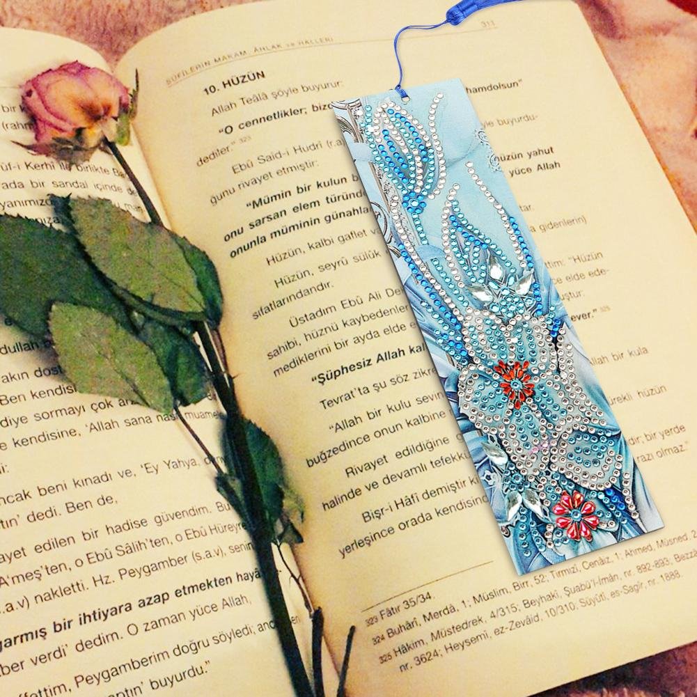 DIY Flower Special Shaped Diamond Painting Students Leather Tassel Bookmark