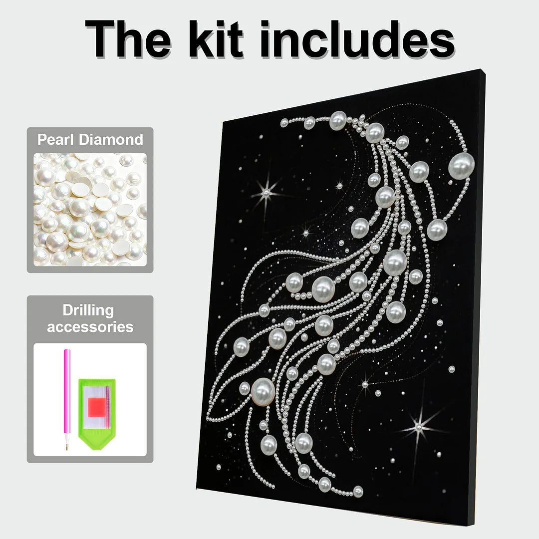 DIY Pearl Painting With Frame - Handmade Self-Adhesive Pearls - Pearl Curve (30*40cm)