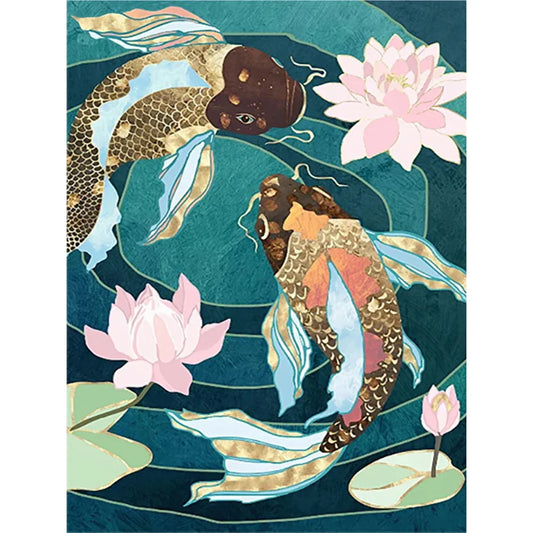 5D DIY Diamond Painting - Full Round / Square  - Fish Abstract Art