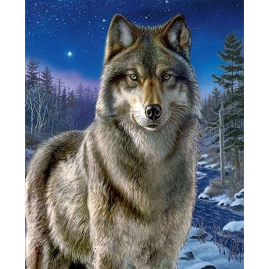 5D Diy Diamond Painting Kit Full Round Beads Wolf
